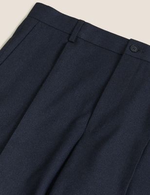 M&S Mens Regular Fit Single Pleat Stretch Trousers