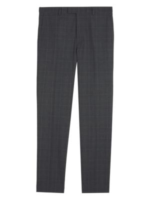 M&S Mens Skinny Fit Check 360 Flex Trousers