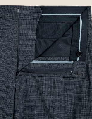 

Mens M&S Collection Normal geschnittene Hose mit Stretchanteil und Strukturmuster - Navy, Navy