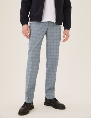 

Mens M&S Collection Normal geschnittene Hose mit Karomuster - Grey, Grey