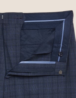 

Mens M&S Collection Schmal geschnittene Stretchhose mit Karomuster - Navy, Navy