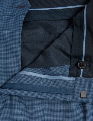 

M&S Collection Pantalón slim de cuadros sin pinzas elásticoMens - Blue, Blue