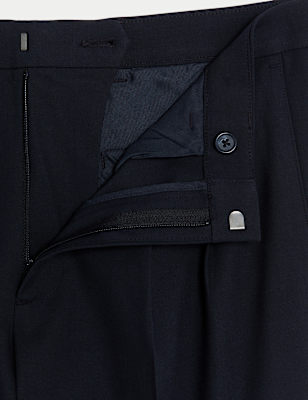 

Mens Autograph Tailored Fit Twin Pleat Stretch Trousers - Navy, Navy