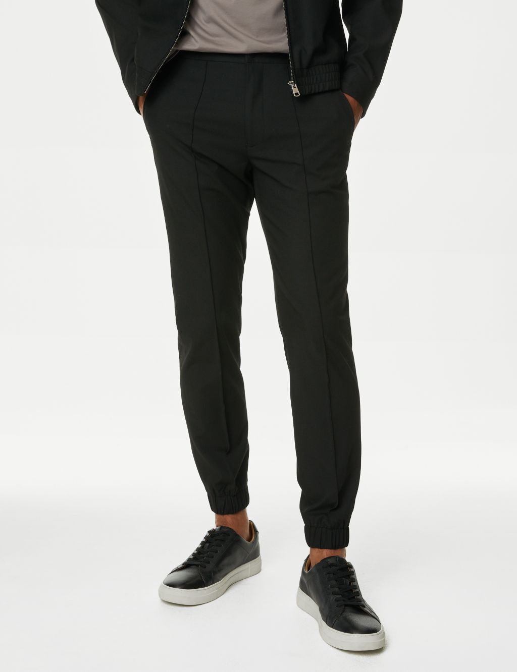 Tailored Fit Flat Front Textured Trousers image 3