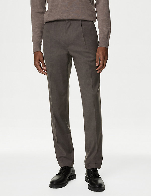 Tailored Fit Single Pleat Trousers - QA