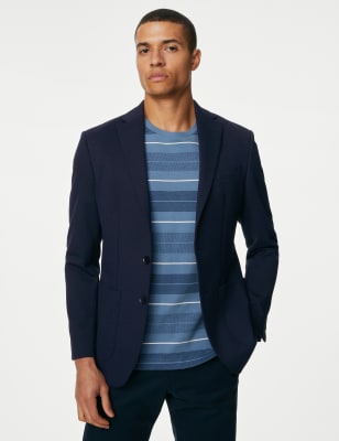 Marks And Spencer M&S Collection Textured Jersey Jacket - Navy, Navy