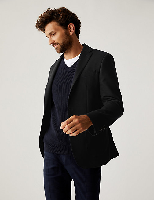 Marks And Spencer M&S Collection Textured Jersey Jacket - Black, Black