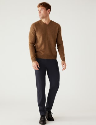 

M&S Collection Pantalón de corte sastre de franela de sarga elásticoMens - Navy, Navy