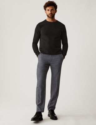 Tailored Fit Textured Stretch Trousers