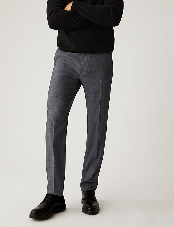 Tailored Fit Textured Stretch Trousers - SG
