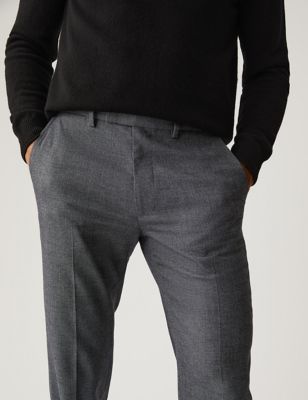 Tailored Fit Textured Stretch Trousers