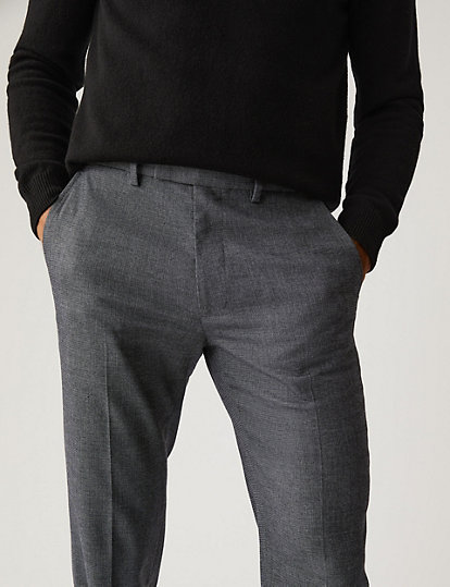 Tailored Fit Textured Stretch Trousers