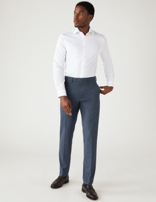 

Mens M&S Collection Puppytooth Stretch Trousers - Blue Mix, Blue Mix