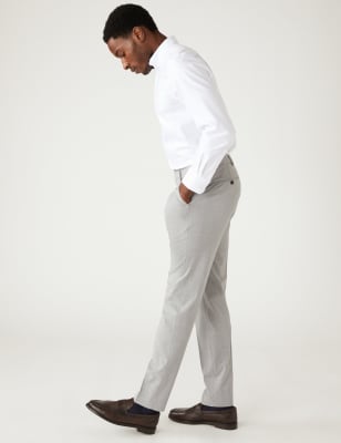 

Mens M&S Collection Textured Stretch Trousers - Light Grey, Light Grey