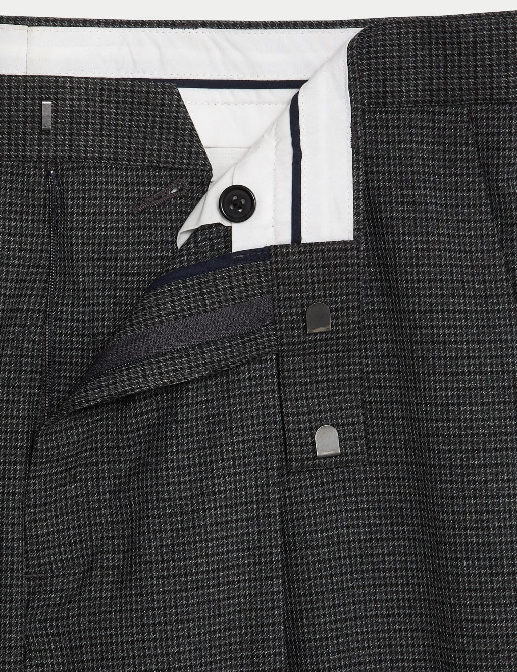 Textured Checked Stretch Trousers image 3