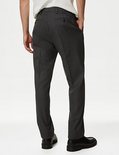Textured Checked Stretch Trousers