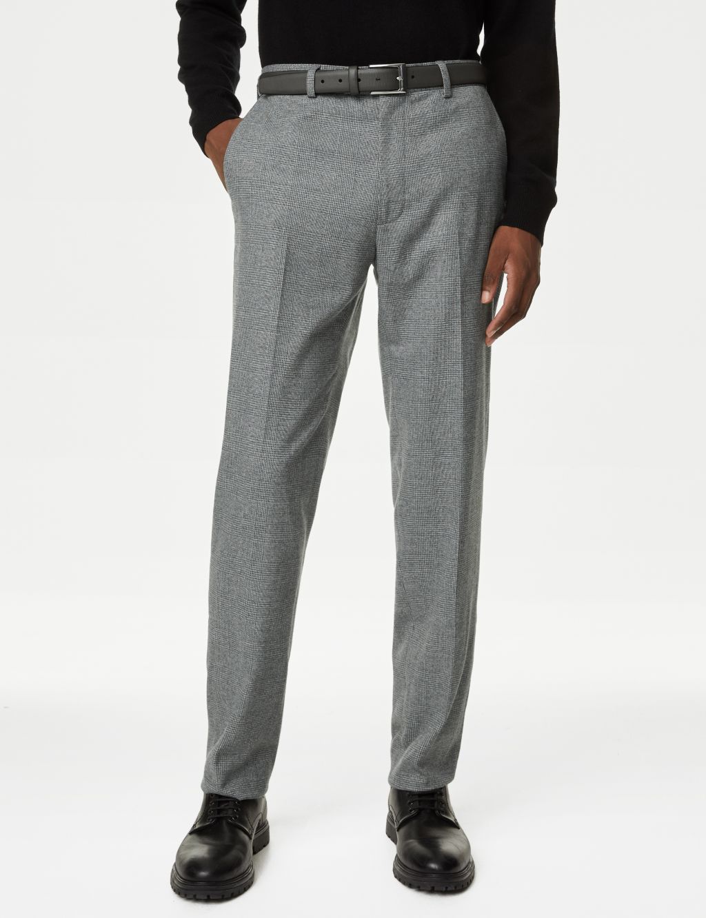 Tailored Fit Check Stretch Trousers image 3