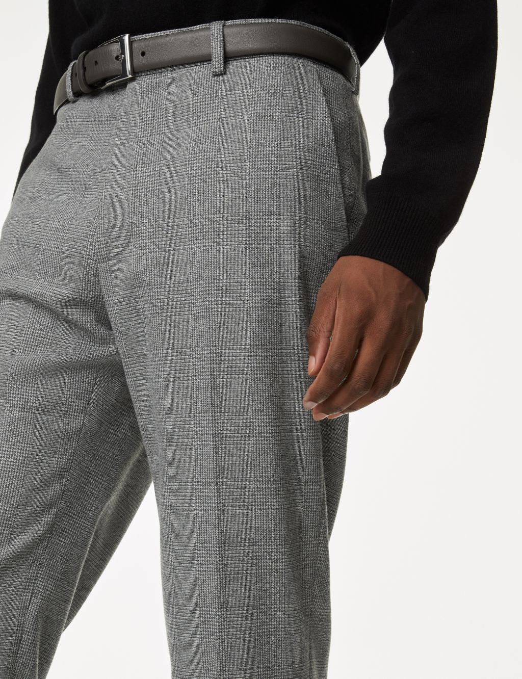 Tailored Fit Check Stretch Trousers image 4