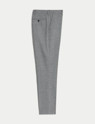 

Mens M&S Collection Tailored Fit Check Stretch Trousers - Grey, Grey