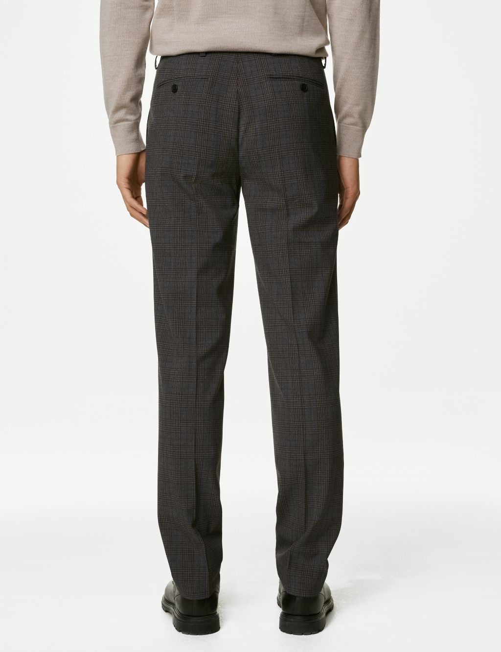 Textured Checked Stretch Trousers image 5