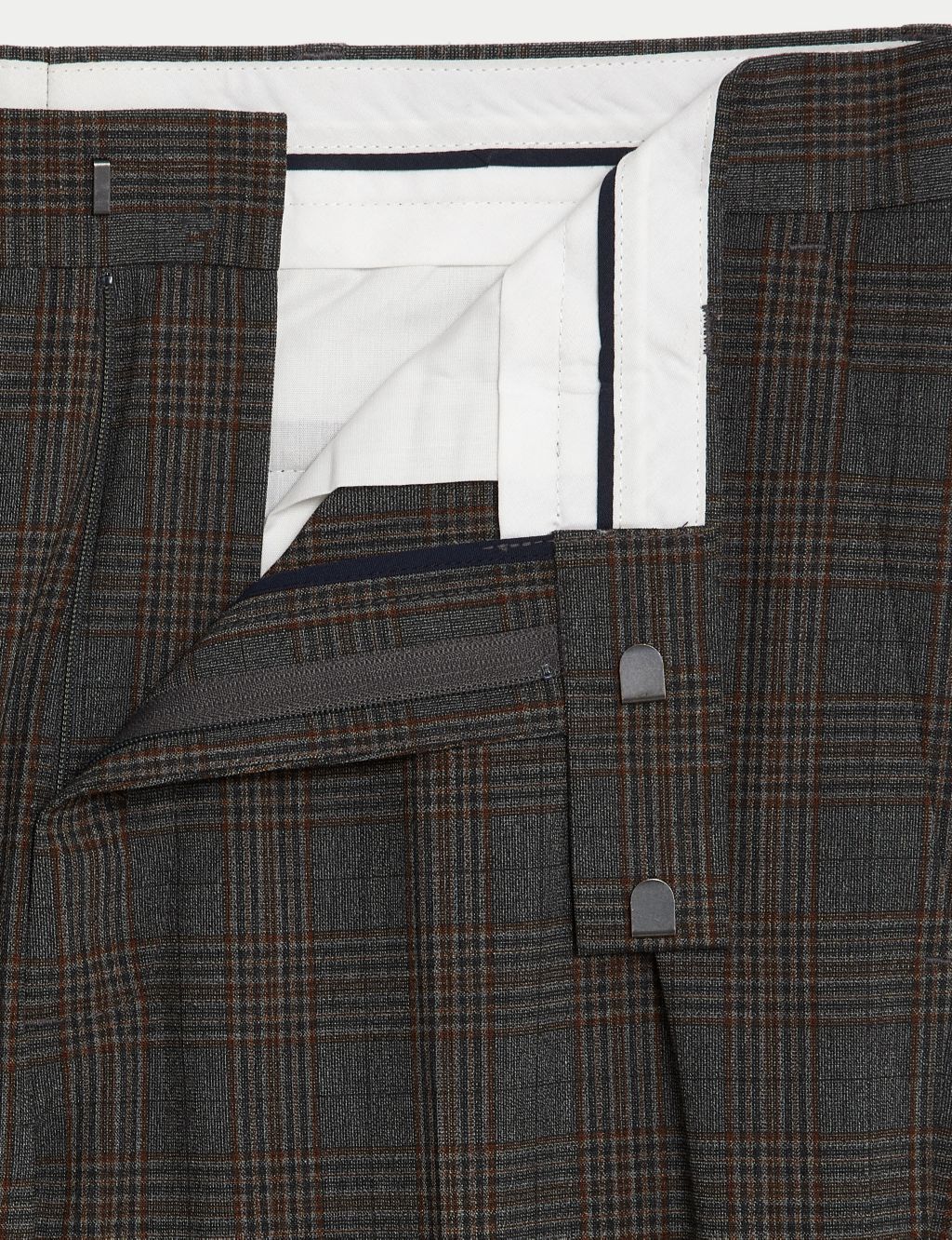 Textured Checked Stretch Trousers image 6