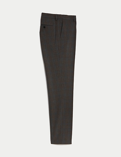 Textured Checked Stretch Trousers