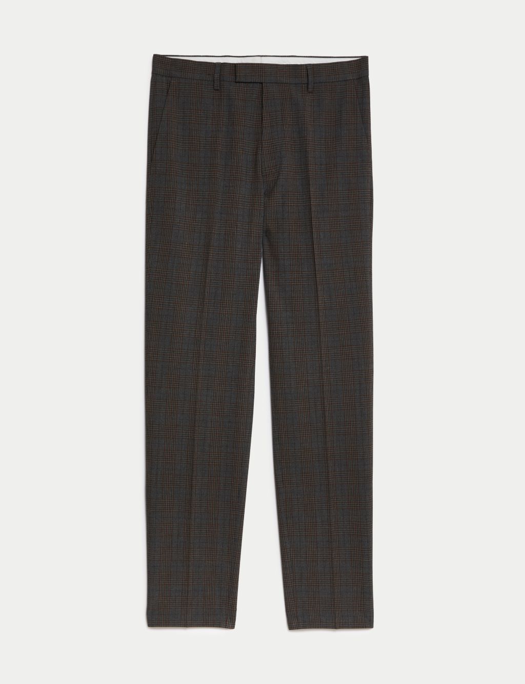 Textured Checked Stretch Trousers image 7