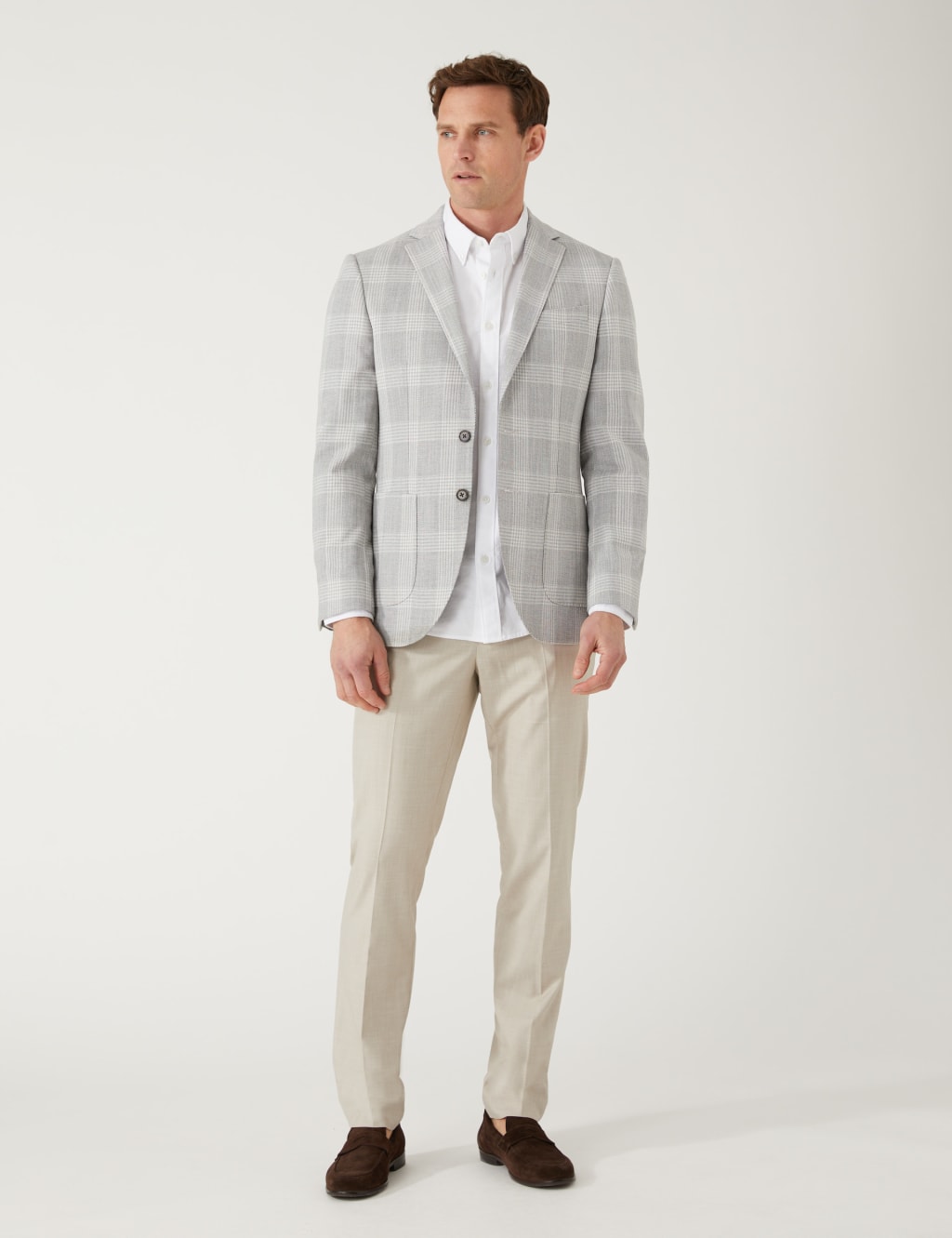 Textured Check Blazer with Stretch image 3