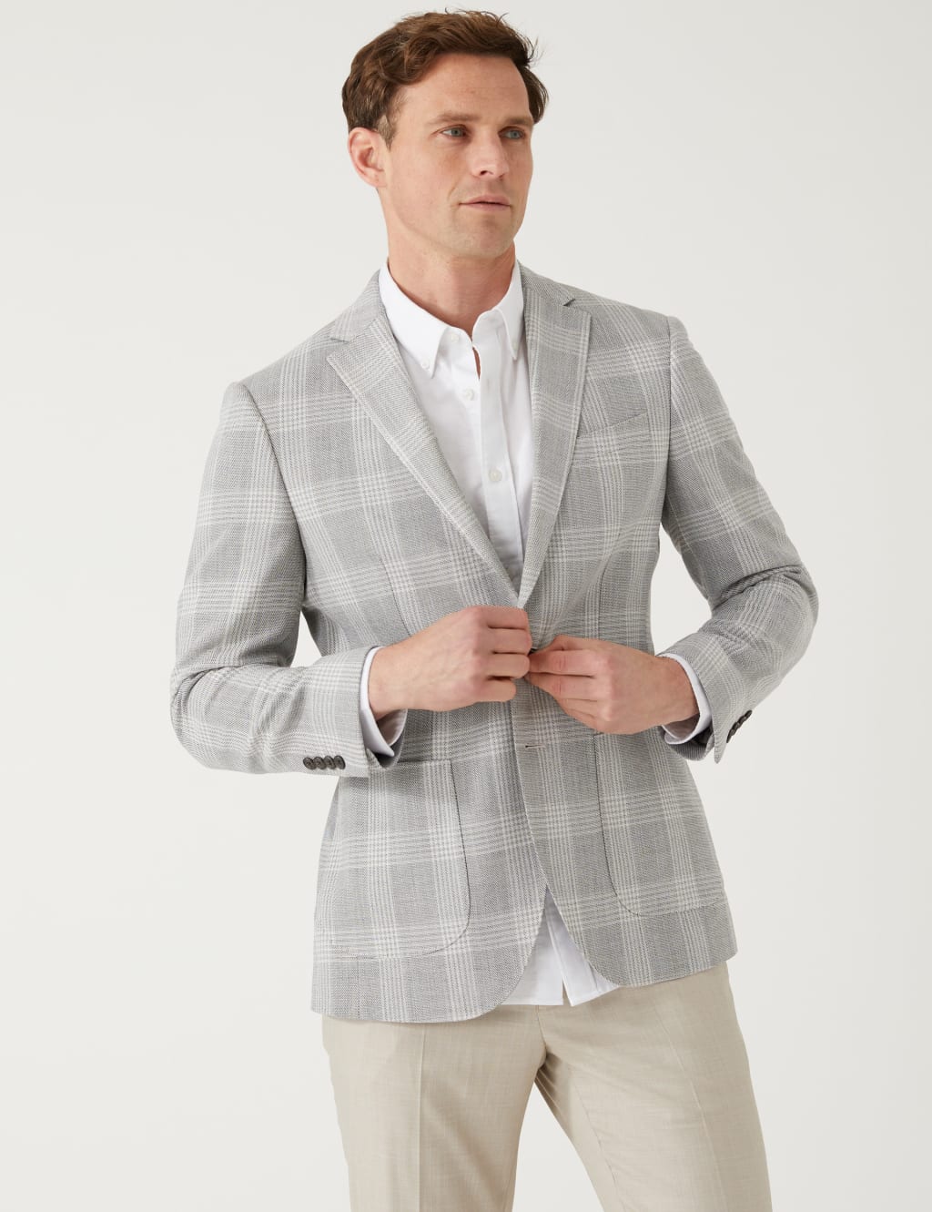 Textured Check Blazer with Stretch image 4