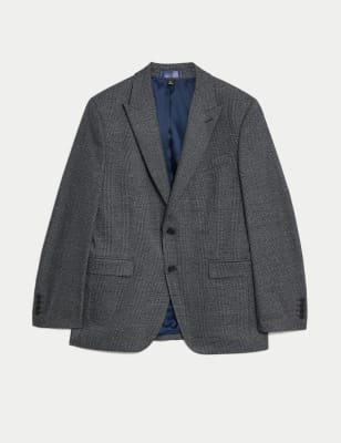 

Mens M&S Collection Brushed Check Blazer - Navy, Navy