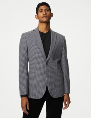 

Mens M&S Collection Textured Check Blazer - Navy Mix, Navy Mix