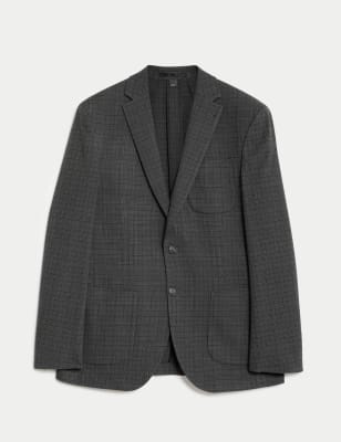 Windowpane Check Stretch Blazer