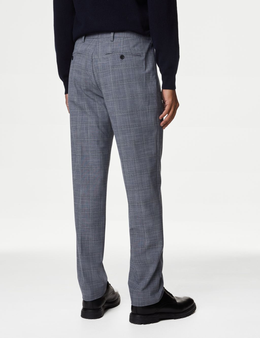 Single Pleat Checked Stretch Trousers image 5