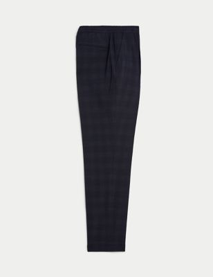 Check Single Pleat Elasticated Trousers