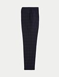 Check Single Pleat Elasticated Trousers
