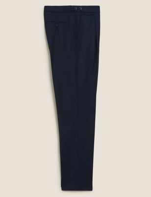 M&S Mens Regular Fit Wool Pinstripe 360 Flex Trousers