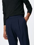Single Pleat Brushed Stretch Trouser