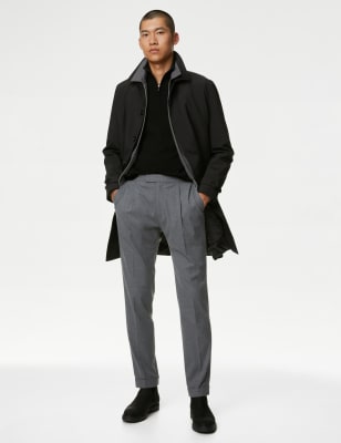 Single Pleat Brushed Stretch Trouser