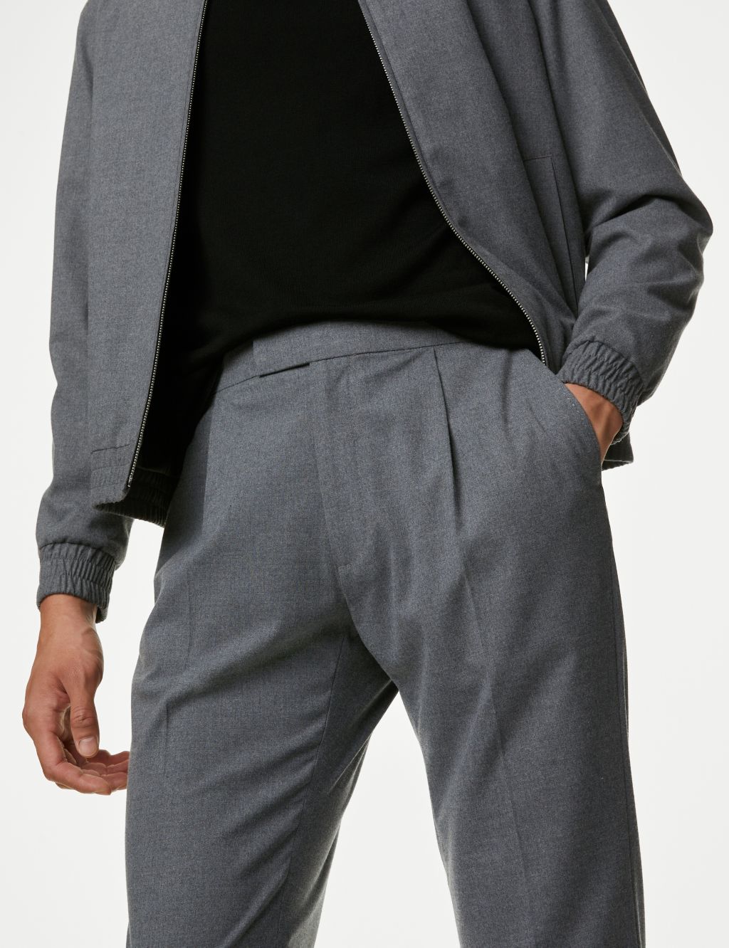 Single Pleat Brushed Stretch Trouser image 5