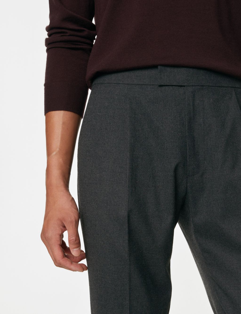 Single Pleat Brushed Stretch Trouser image 4