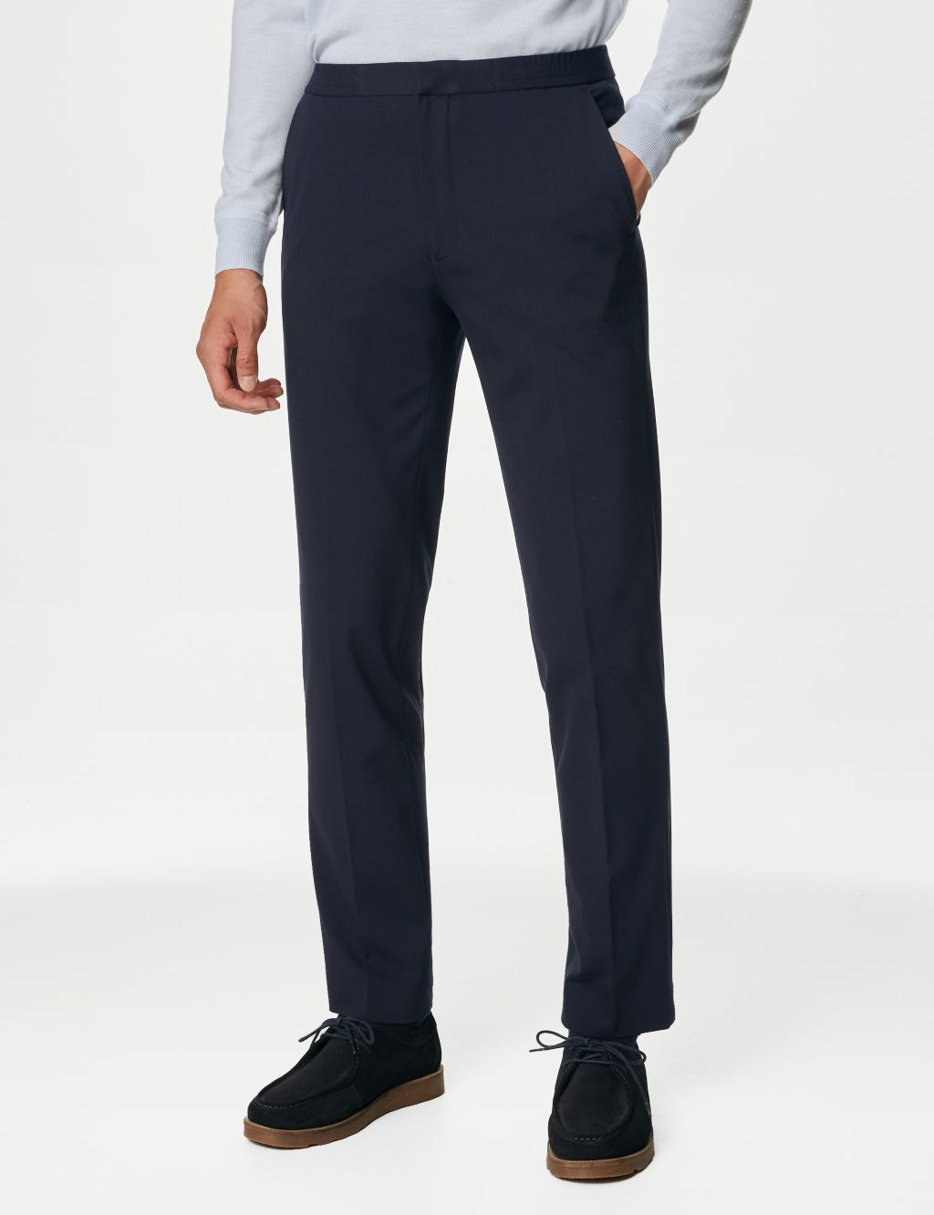 Jersey Flat Front Stretch Trousers image 3