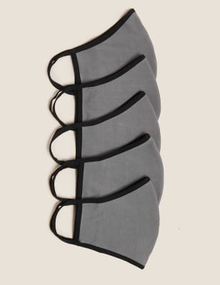 5 Pack Reusable Jersey 3-Ply Face Coverings