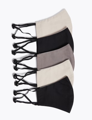 5 Pack Reusable & Adjustable Adult Face Coverings 