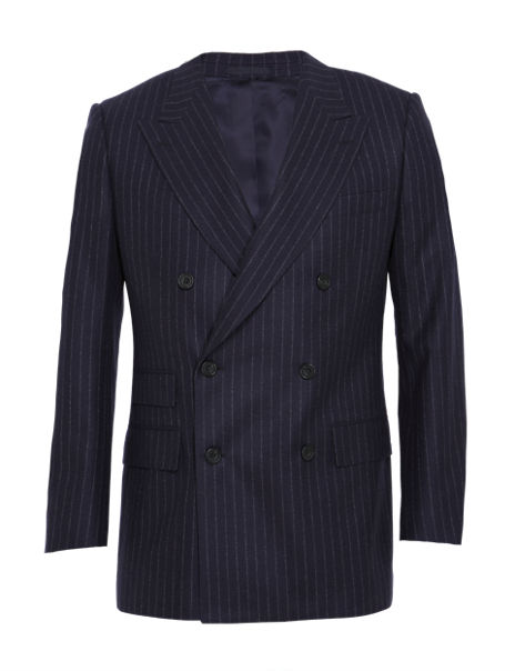 Best of British Pure Wool Double Breasted 2 Button Chalk Striped Jacket ...