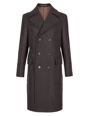 Best of British Pure Wool Tailored Fit Double Breasted Coat | M&S ...