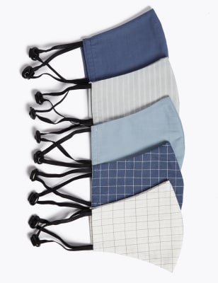 5 Pack Reusable & Adjustable Adult Face Coverings 