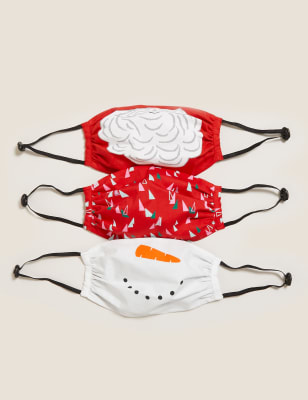 3 Pack Reusable & Adjustable Christmas Kids' Face Coverings