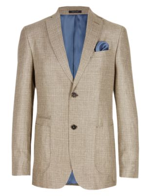 Made in Italy Linen Blend Tailored Fit 2 Button Jacket with Wool ...
