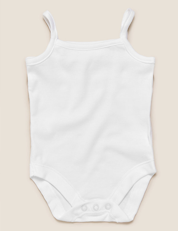 5pk Pure Cotton Strappy Bodysuits (6½lbs-3 Yrs) - MY