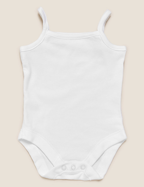 5pk Pure Cotton Strappy Bodysuits (6½lbs-3 Yrs) - LT